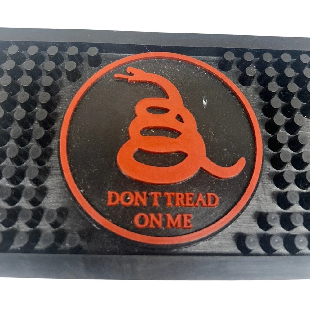 American Born Moonshine Bar Mat Dont Tread On Me Rubber Spill Rail Service Black